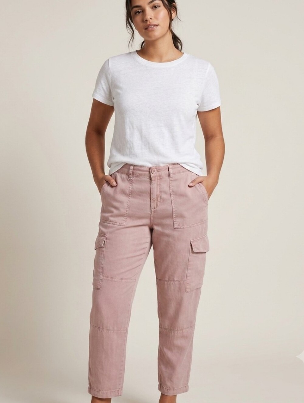 Daily Ritual Blush Pink Lyocell Cargo Pants